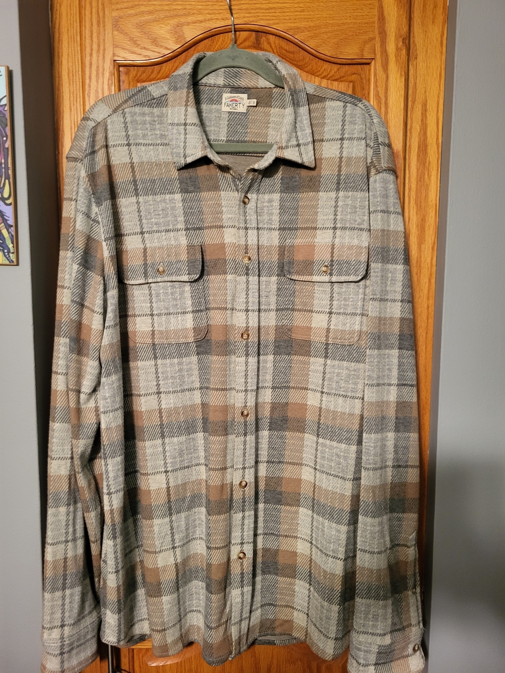 Faherty Men's Long Sleeve Plaid Flannel Shirt XXL